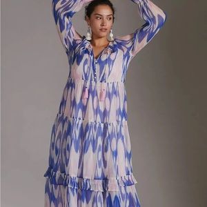 Anthropologie The Marais Printed Chiffon Maxi Dress
